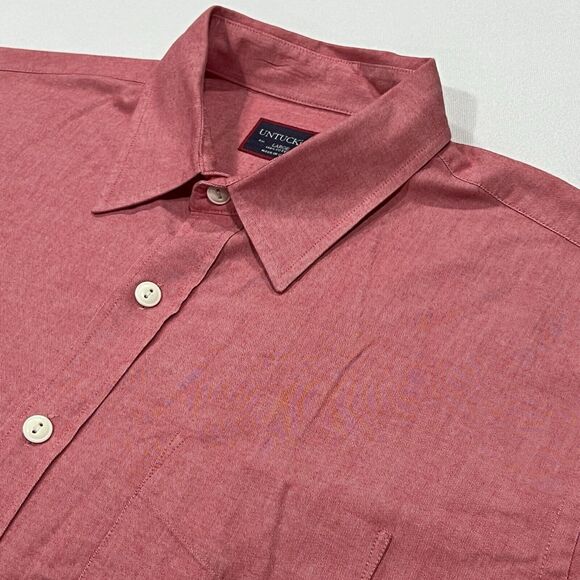 UNTUCKIt Men Red Cotton Long Sleeve Button Up Dress Shirt Size‎ Large - Picture 1 of 7